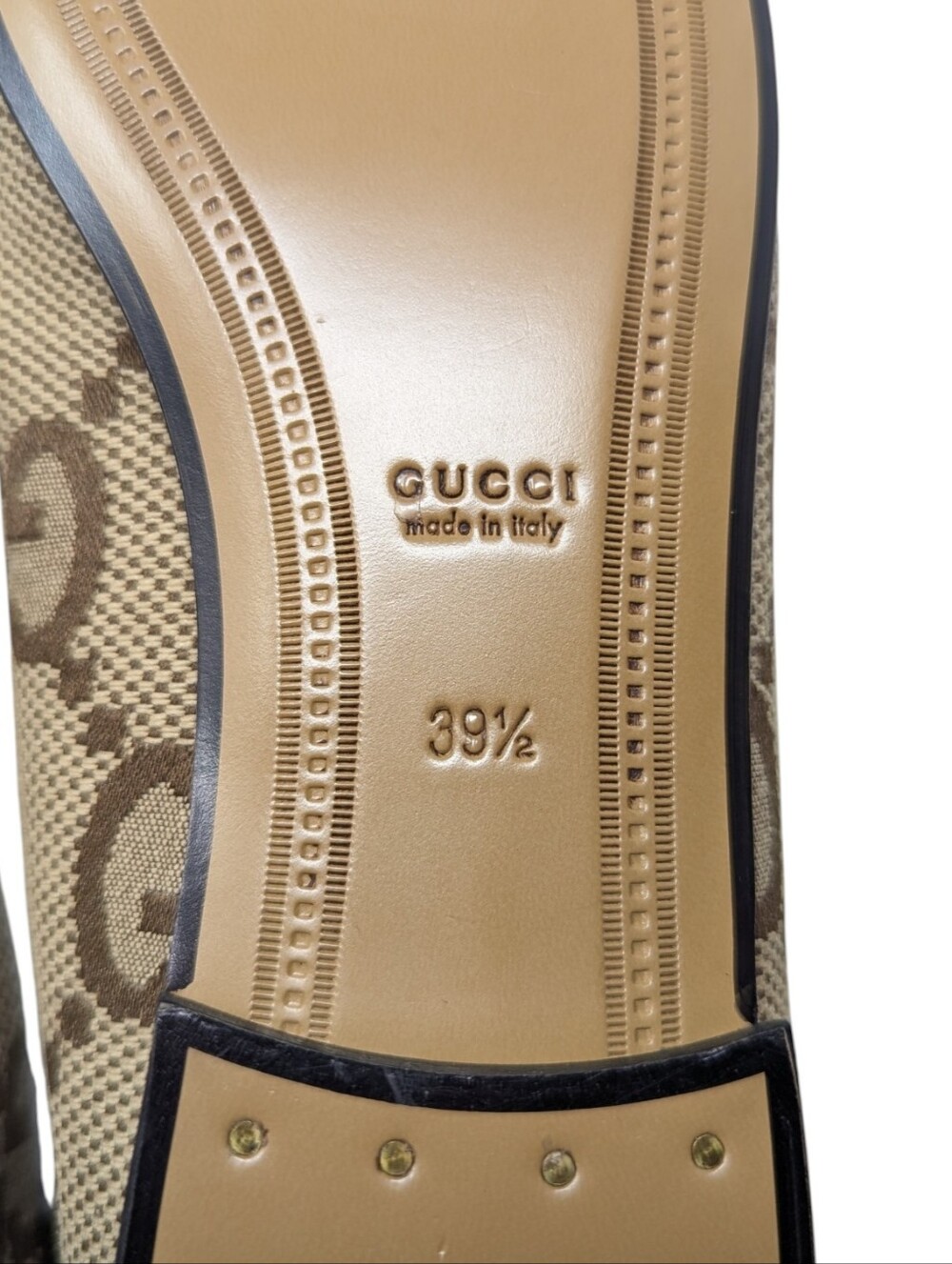 NEW Gucci Jordaan Jumbo GG Monogram Horsebit Jacquard Loafer Mule Size EU 39.5 - Picture 8 of 10